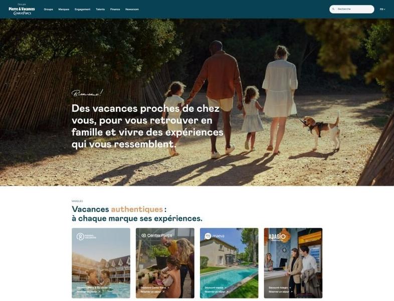 Interface site corporate Groupe Pierre et Vacances